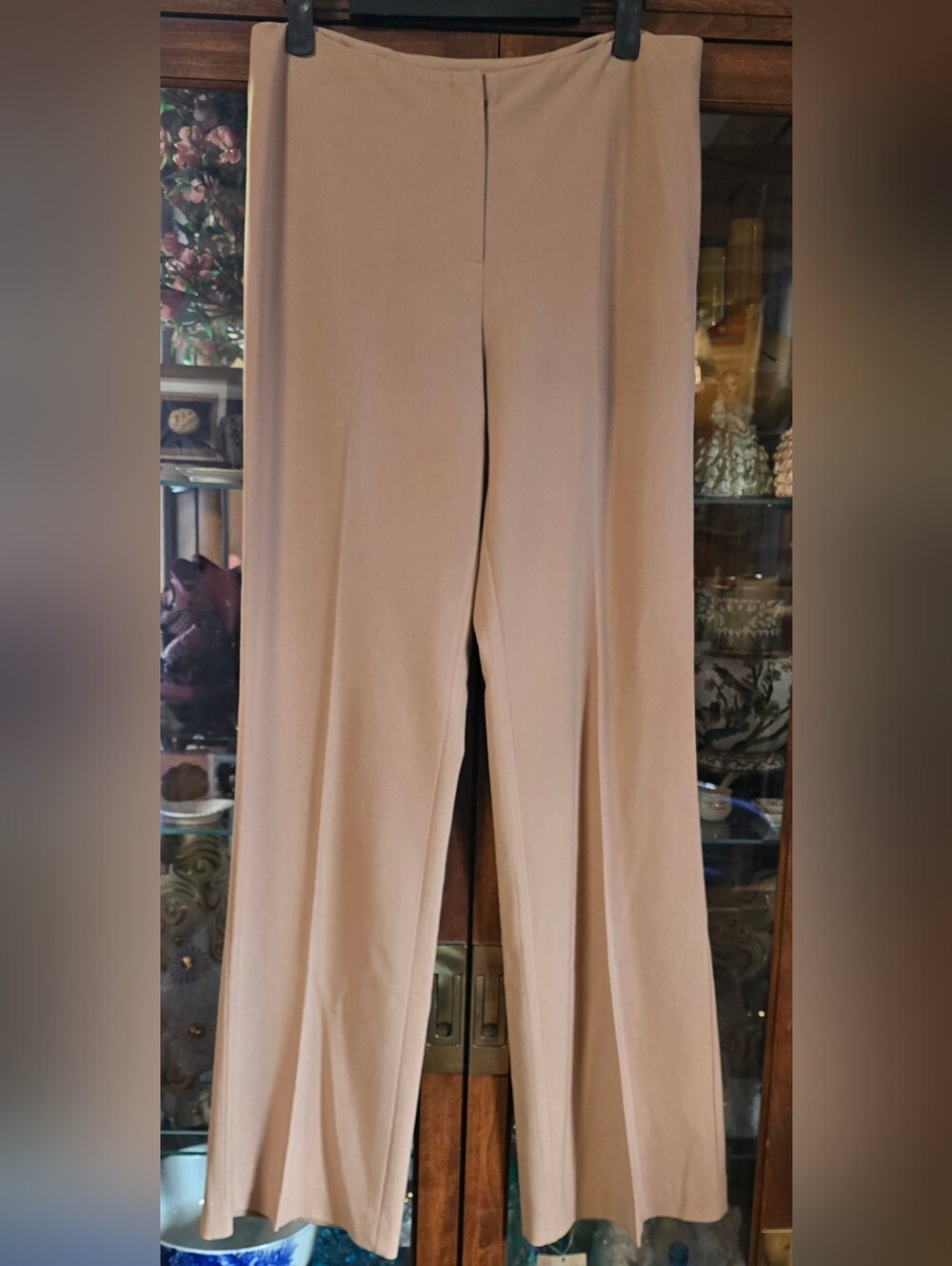 Margaret M Taupe Wide-Leg High-Rise Pants